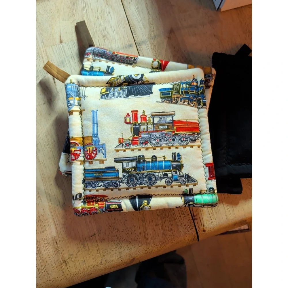 Lot Of 4 Vintage Train‎ Pot Holders With Hook Passed 6 X 6